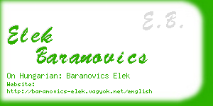 elek baranovics business card